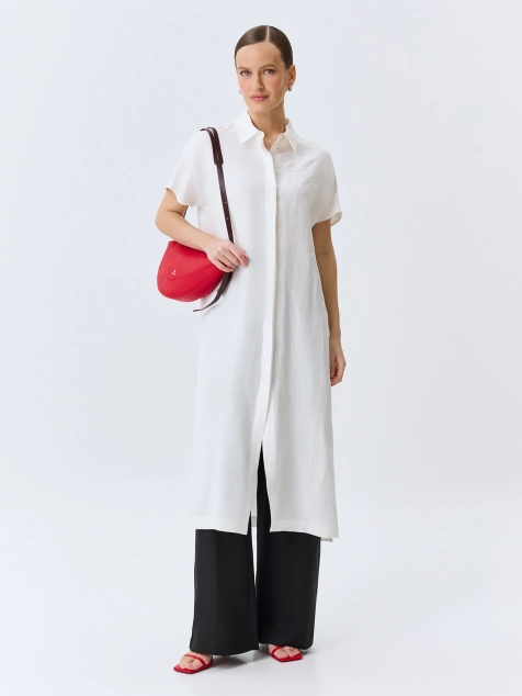 Удлиненная льняная блузка