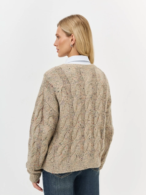 Меланжевый джемпер с косами