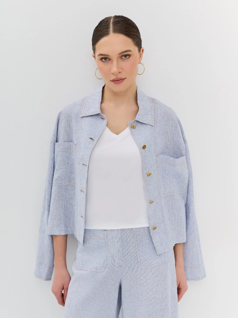 Укороченный жакет из смесового льна