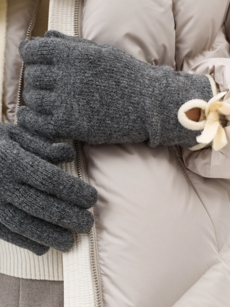 Вязаные перчатки с контрастной отделкой