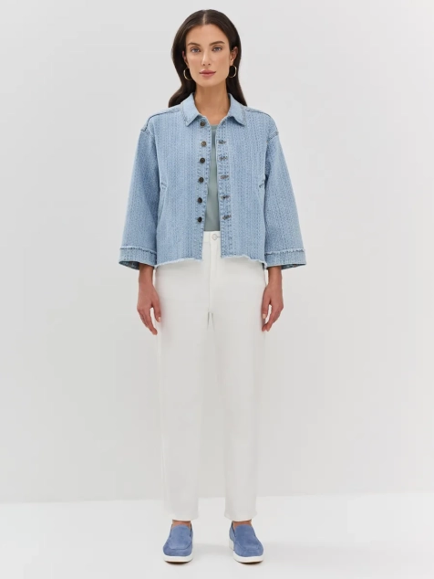 Укороченный джинсовый жакет с принтом