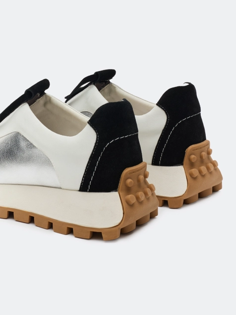 Комбинированные кроссовки из натуральной кожи