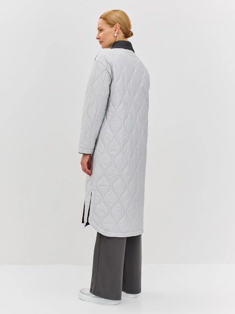 Длинное пальто с фантазийной стежкой