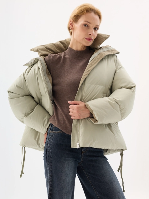 Oversize куртка на натуральном утеплителе с контрастной подкладкой