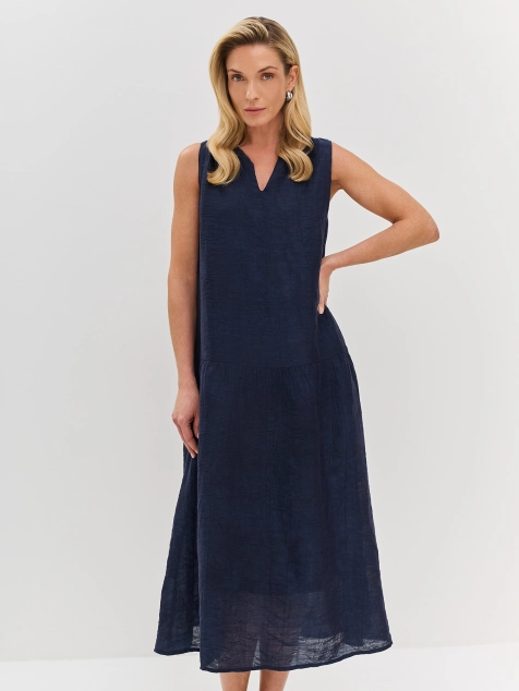 Жаккардовое платье-макси из смесового льна