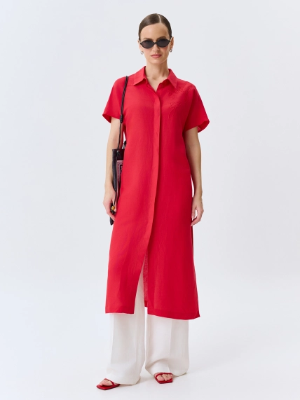 Удлиненная льняная блузка