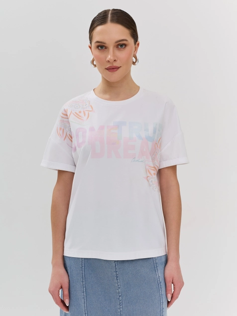 Свободная футболка из 100% хлопка с принтом