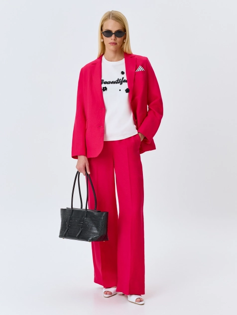 Льняной однобортный жакет