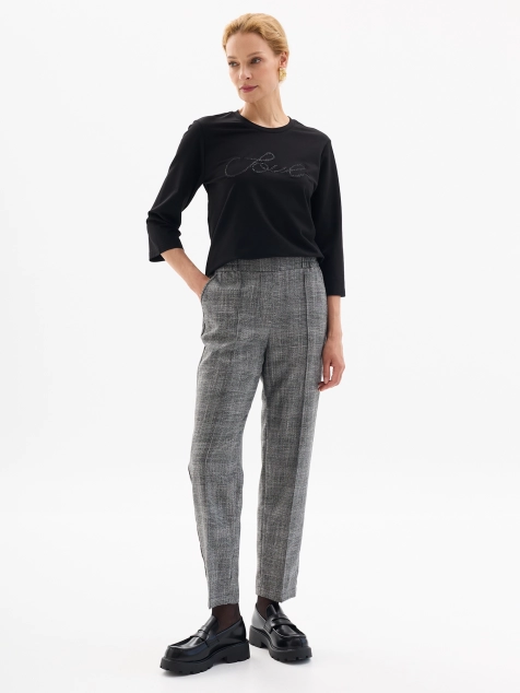 Брюки в клетку с деликатным люрексом