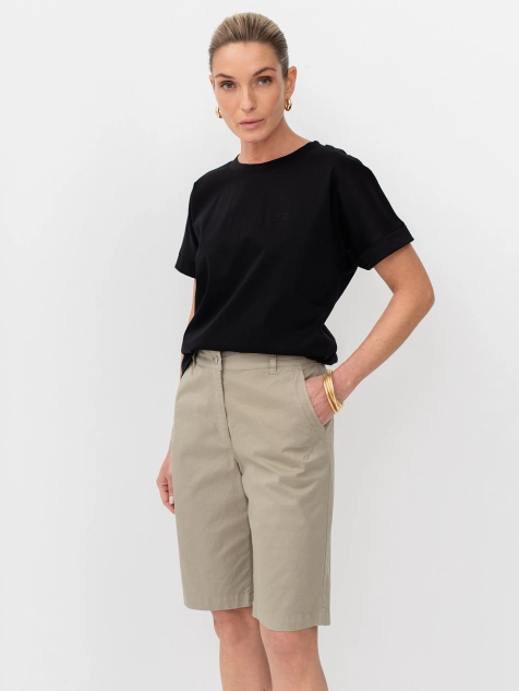 Бермуды из эластичного хлопка зауженные к колену