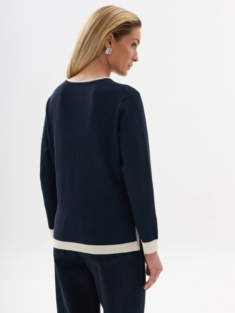 Джемпер прямого силуэта с контрастной отделкой