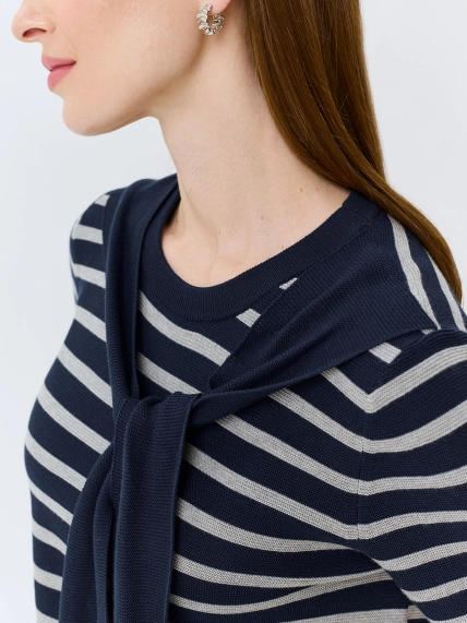 Джемпер в полоску с имитацией шарфа