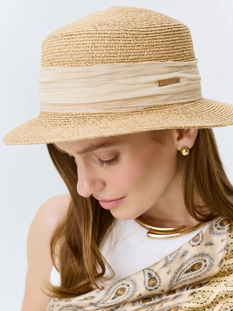 Шляпа-канотье с декоративной лентой