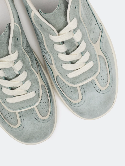 Кеды из натуральной замши ментолового цвета