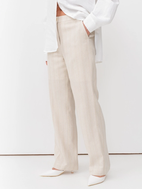 Льняные брюки в полоску