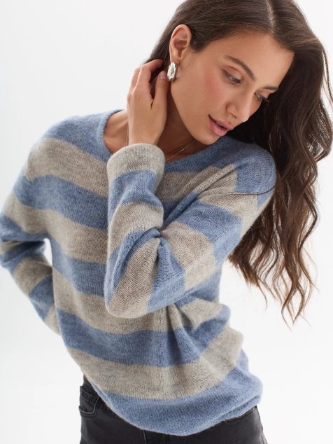 Свитер в яркую полоску с шерстью и мохером