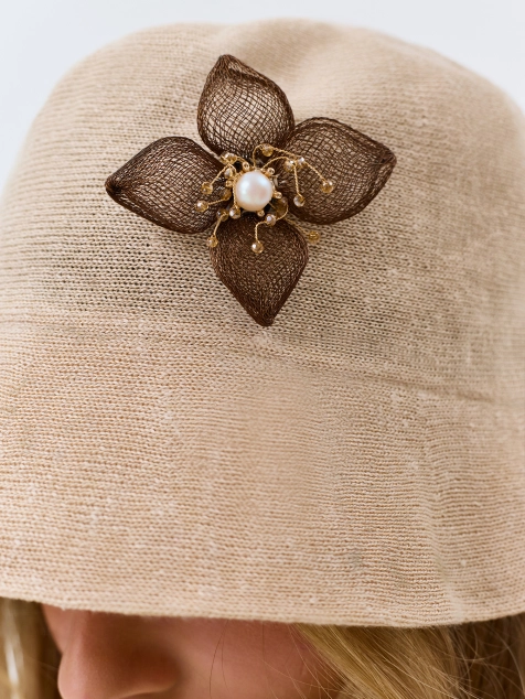 Панама с  декором из 100% льна