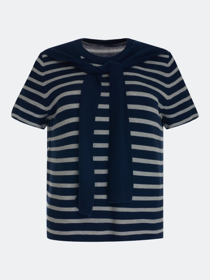 Джемпер в полоску с имитацией шарфа