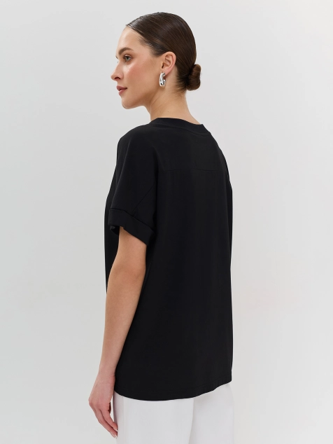 Футболка из модала с принтом из страз