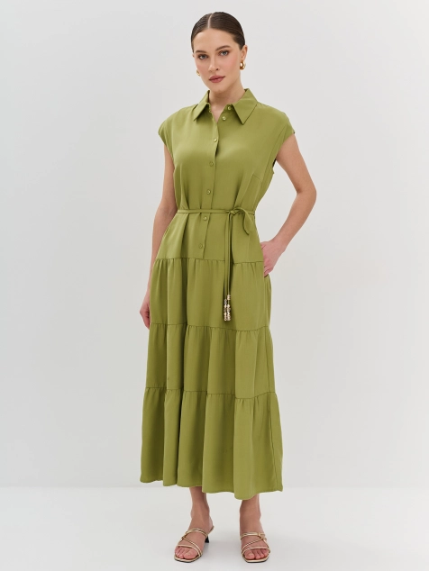 Яркое платье-рубашка из 100% тенселя