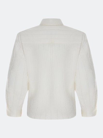 Рубашка с вышивкой в тонкую полоску