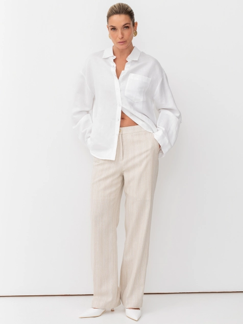 Льняные брюки в полоску