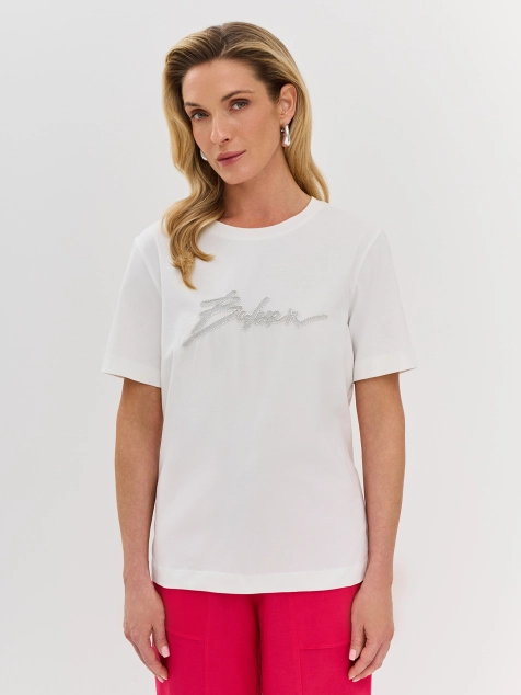 Футболка из эластичного хлопка с объемным принтом