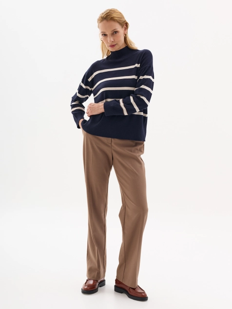 Свитер в контрастную полоску с шерстью