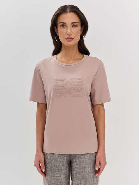 Футболка из 100% хлопка с вышивкой в цвет