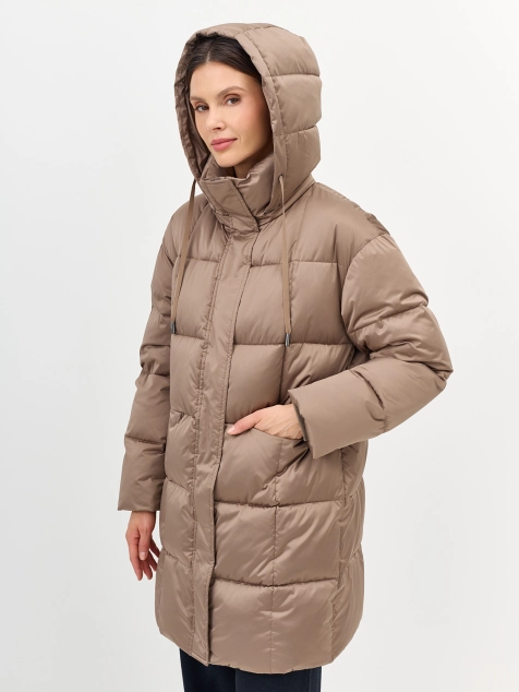 Укороченное пальто со съемным капюшоном