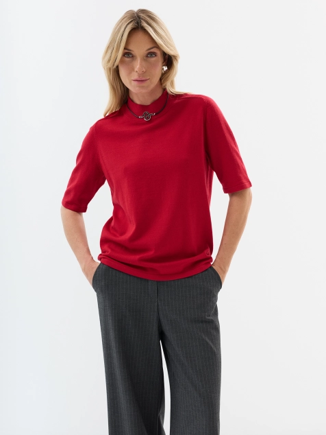 Шерстяной джемпер с укороченным рукавом