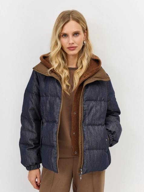 Теплая куртка с трикотажной манишкой