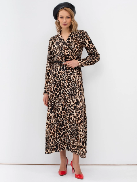 Платье миди с анималистичным принтом