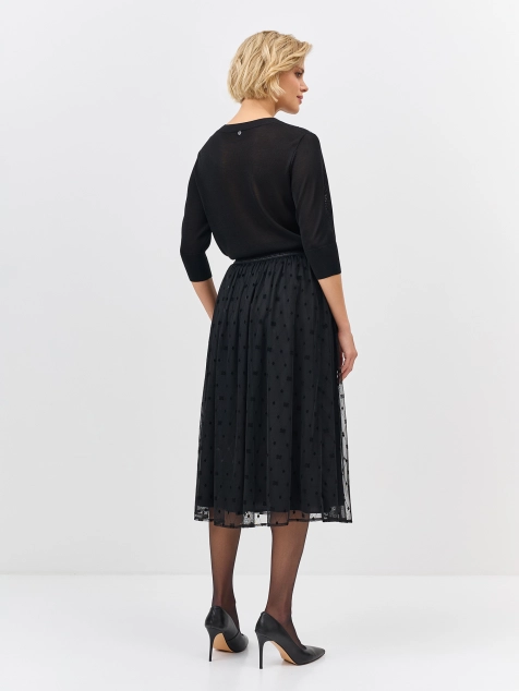 Юбка  из сетки с бархатным принтом