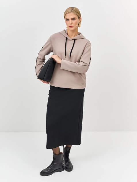 Худи из модала с контрастными кантами