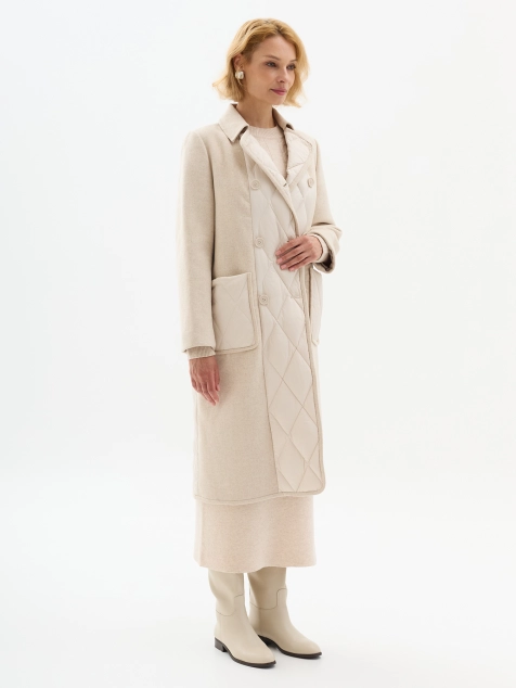 Комбинированное пальто с шерстью