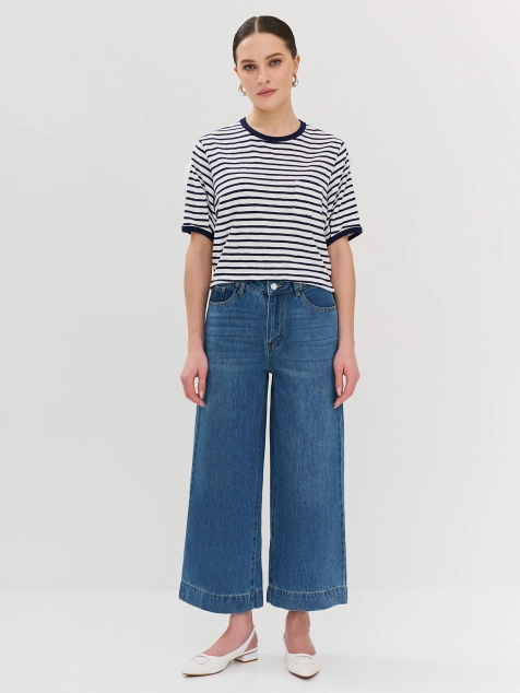 Укороченные джинсы-кюлоты