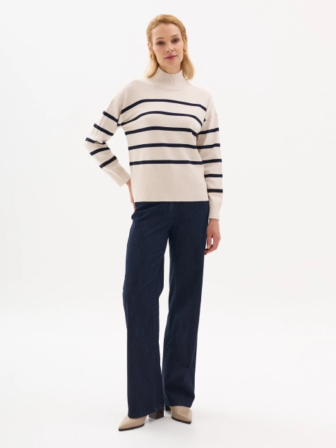 Свитер в контрастную полоску с шерстью