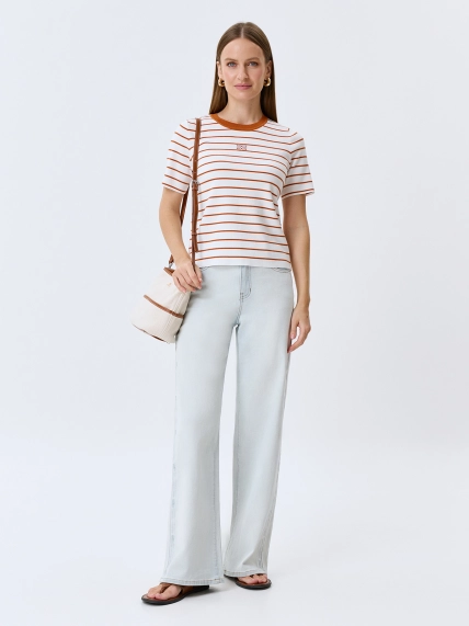 Джинсы Wide leg с акцентными лампасами