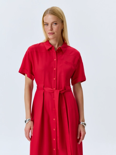 Яркое платье-рубашка из 100% тенселя