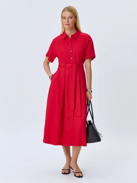 Яркое платье-рубашка из 100% тенселя