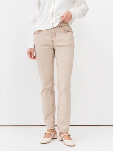 Бежевые джинсы с мраморной варкой