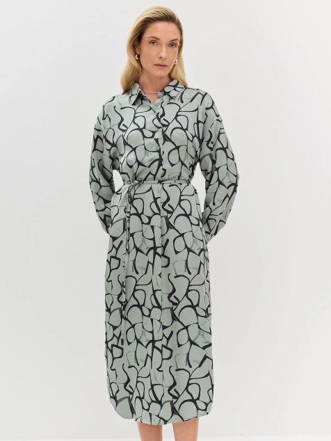 Платье-рубашка с графичным принтом