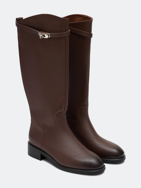 Кожаные сапоги в жокейском стиле