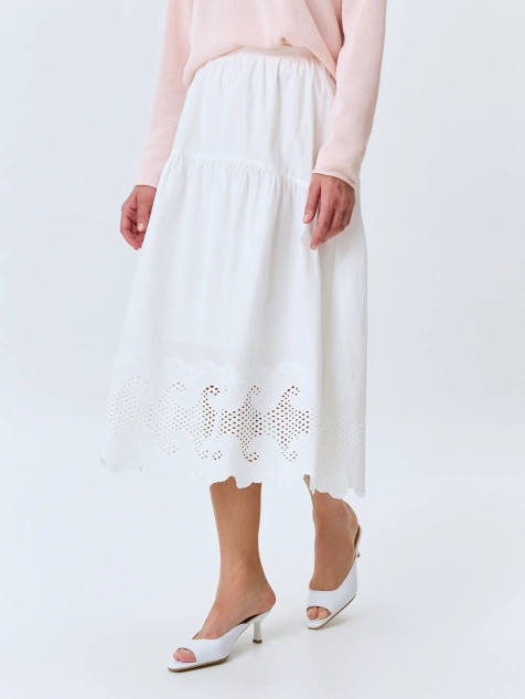 Юбка из 100% хлопка с вышивкой ришелье