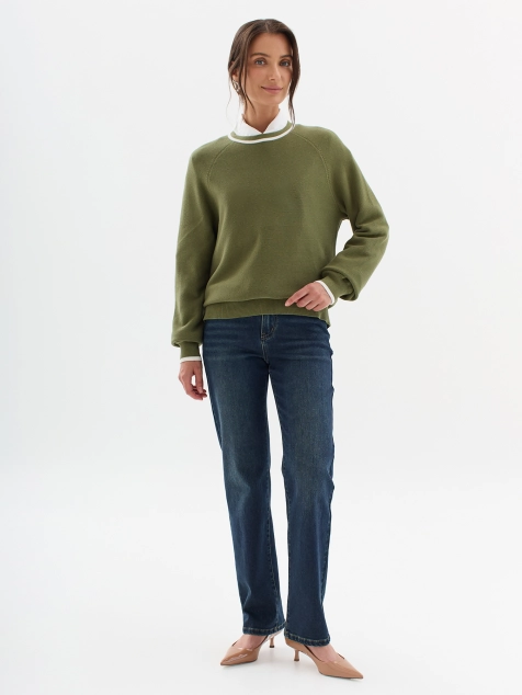 Хлопковый джемпер с контрастной отделкой