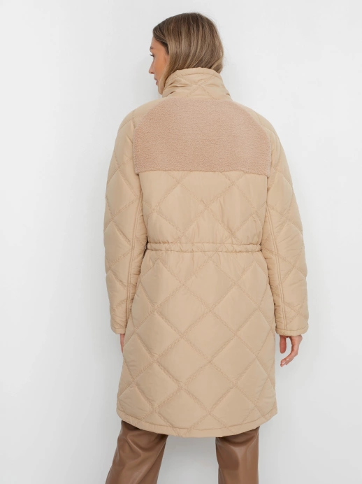 Комбинированное пальто с кулиской