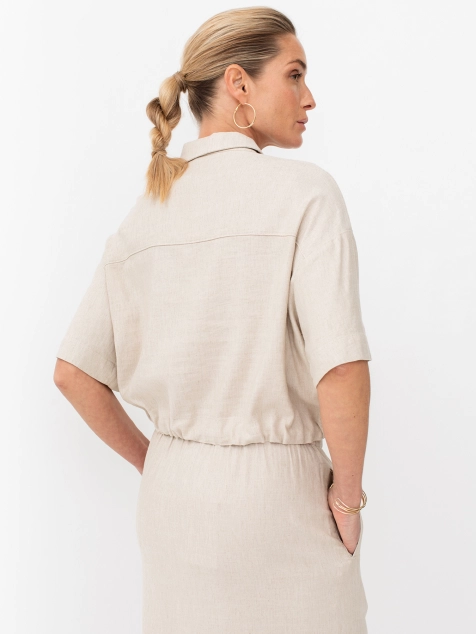 Рубашка с коротким рукавом из смесового льна