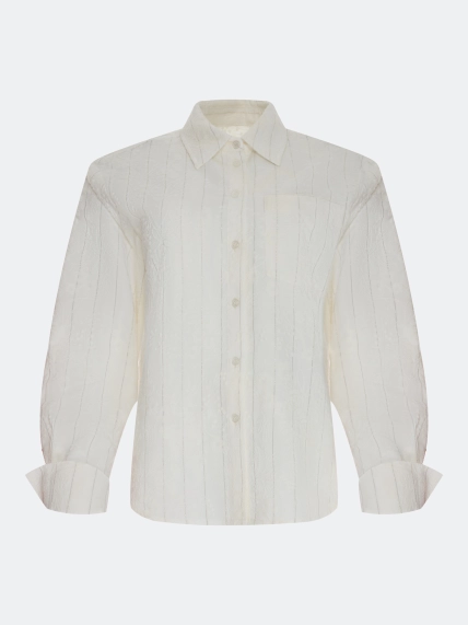 Рубашка с вышивкой в тонкую полоску