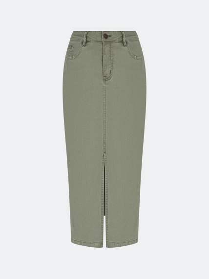 Оливковая джинсовая юбка
